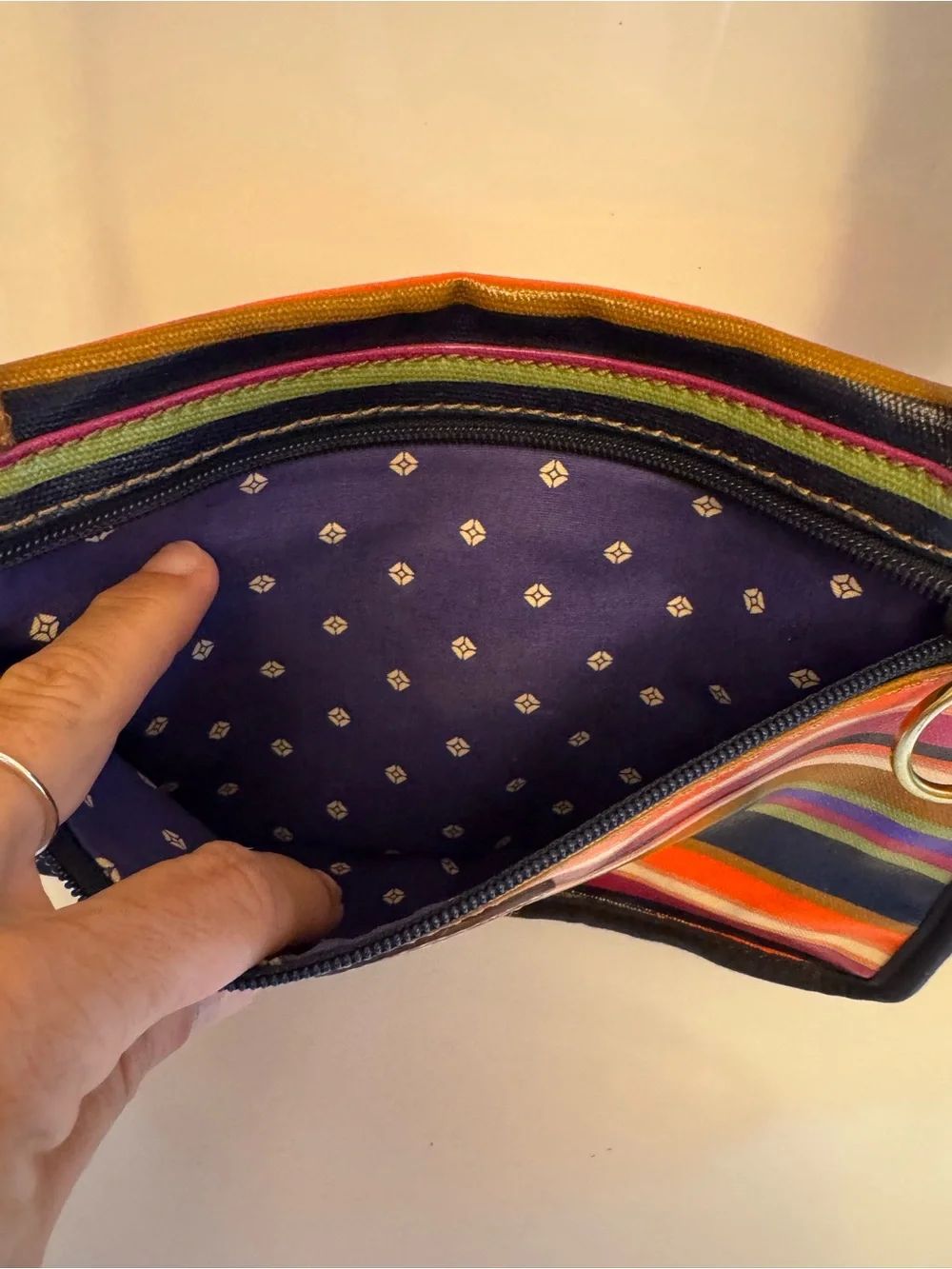 Fossil Coated Canvas Crossbody Mini Keeper Bag Multicolor Striped